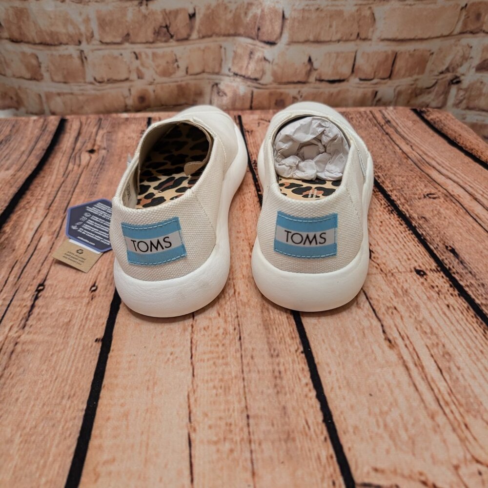 Tom's Alpargata Mallow Casual White Canvas Slip-On Shoes with Leopard Insole 6 - Picture 7 of 15
